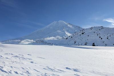 Выезд на снегоходах к Авачинскому вулкану с катанием на горных лыжах, сноуборде